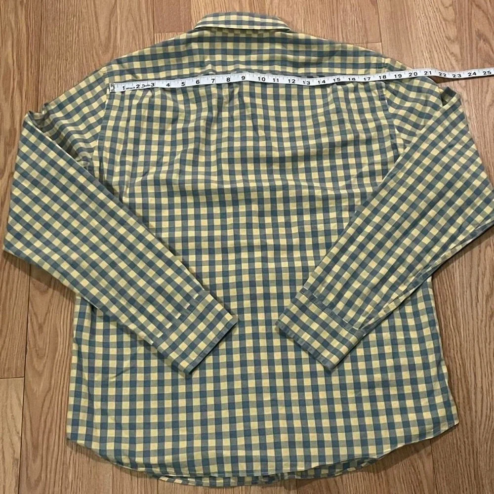 J.Crew Men’s Large Slim Fit Long Sleeve Button Down Shirt Yellow Blue Plaid